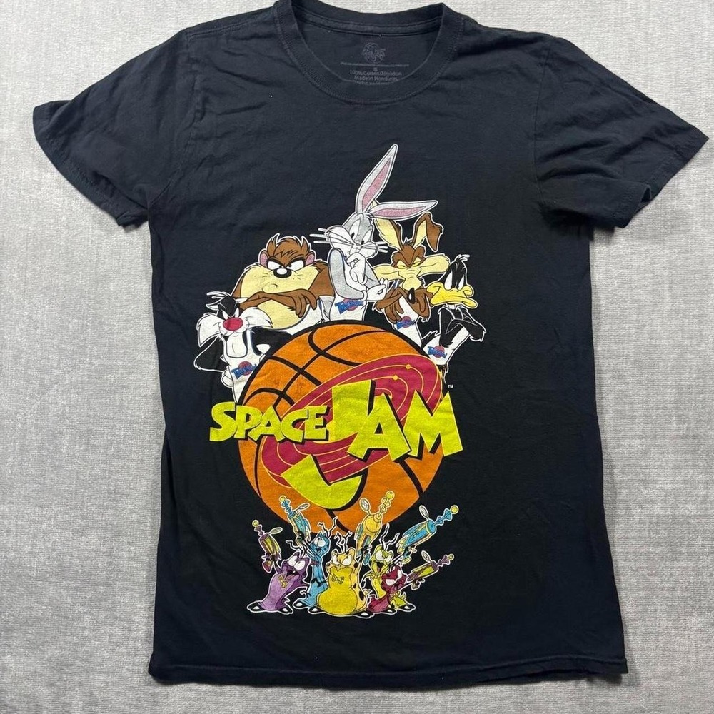 Space Jam Mens Black Graphic Tee Vintage Looney Tunes Tune Squad Small
